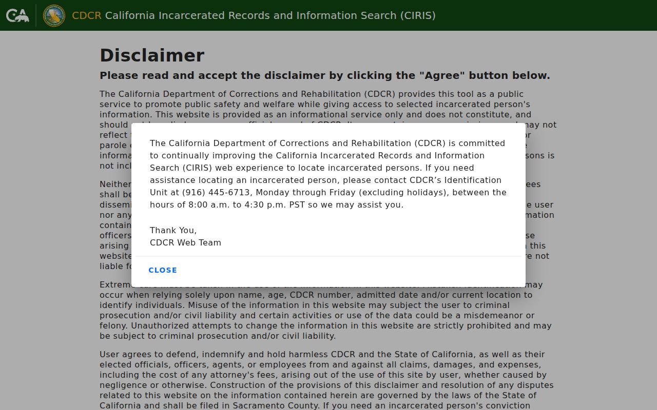 Novato resident lookup CDCR incarcerated person locator